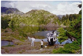 A helicopter trip from the Inn to an undiscovered lake